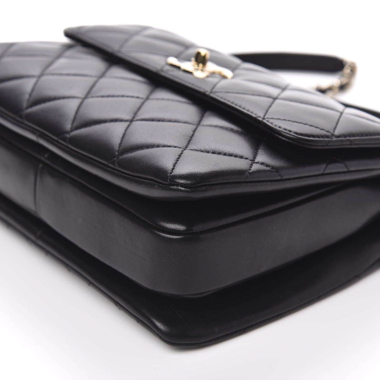 Lambskin Quilted Small Trendy CC Dual Handle Flap Bag Black