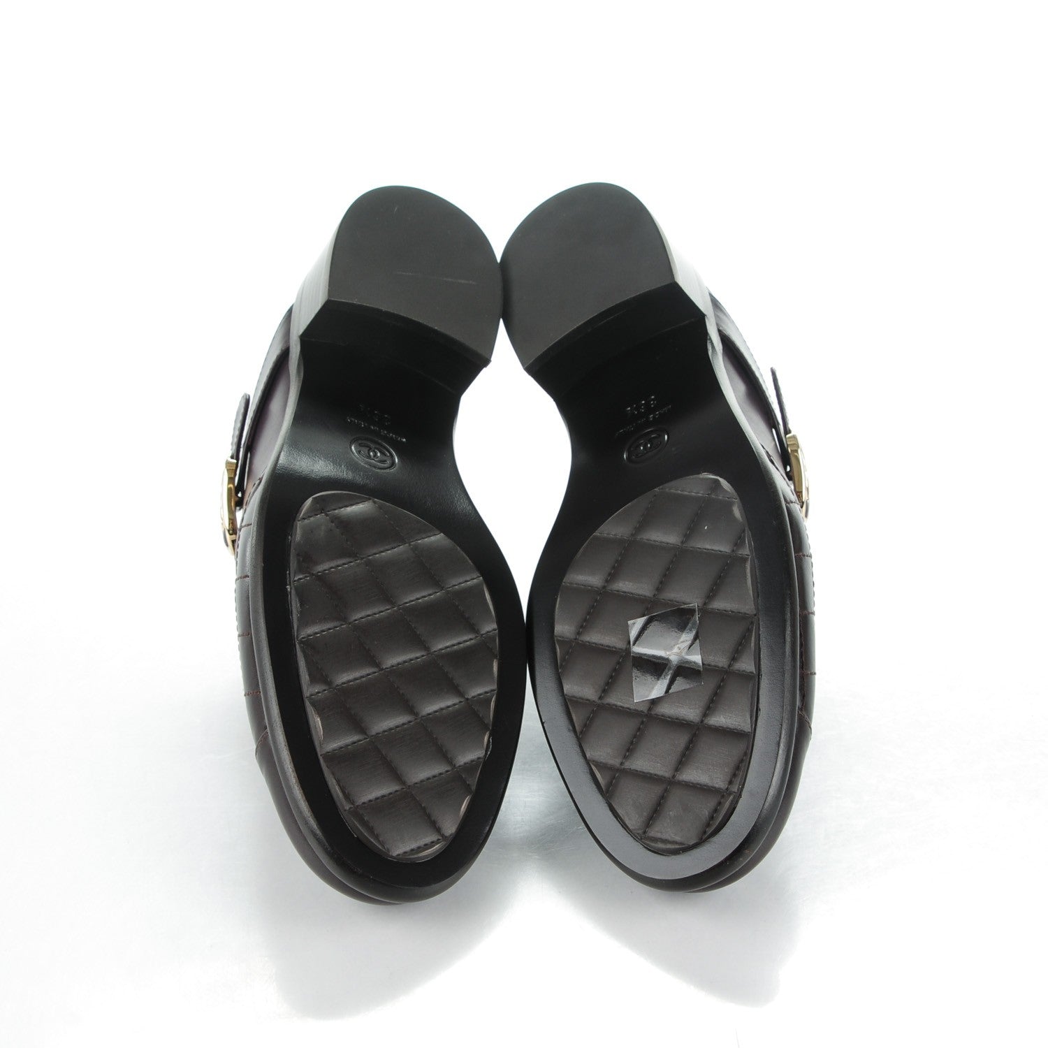 Chanel Calfskin Quilted CC Mules 36.5 Burgundy Brown 5 of 8