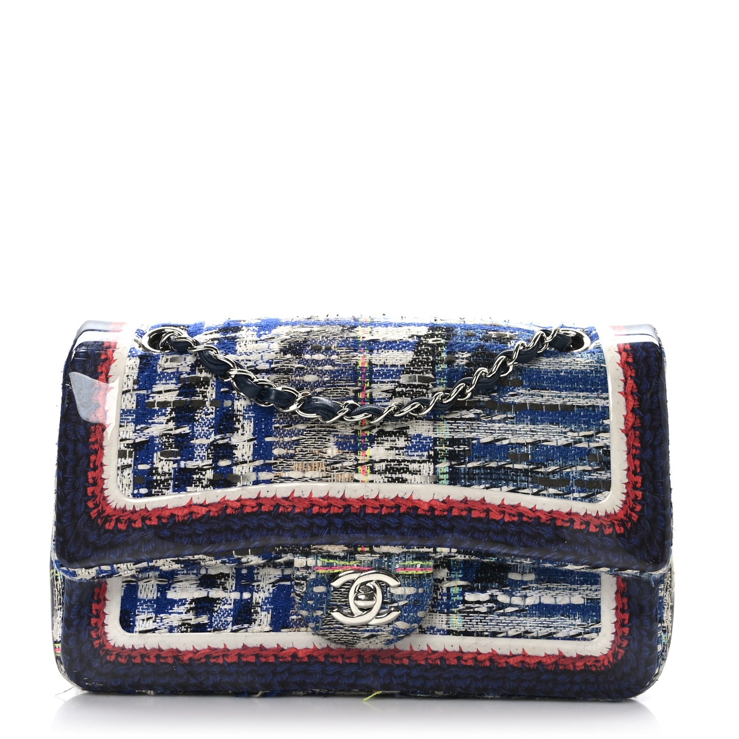 Tweed Silicone Embroidered Medium Double Flap Multicolor