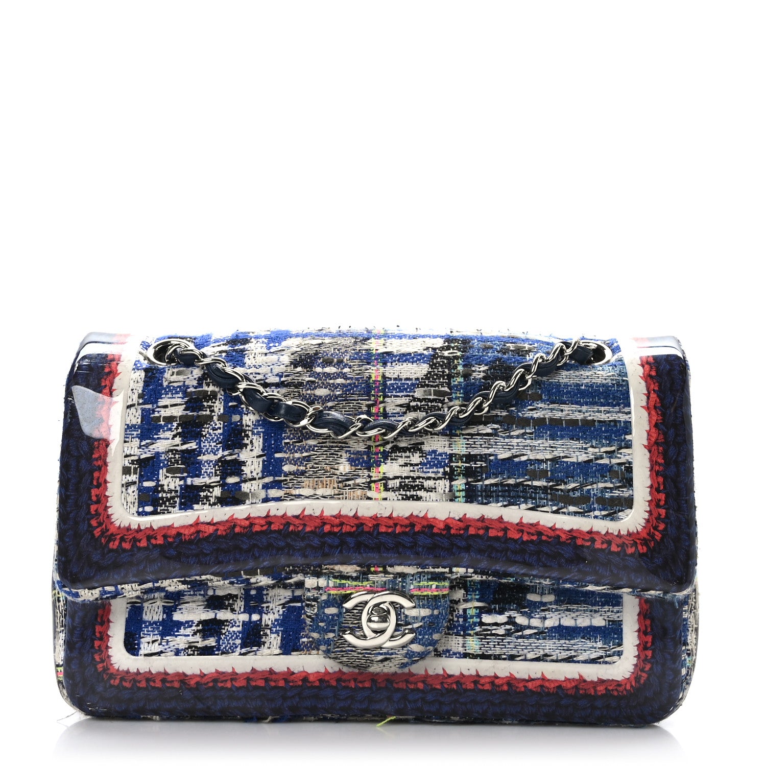 Chanel Tweed Silicone Embroidered Medium Double Flap Multicolor 1 of 10
