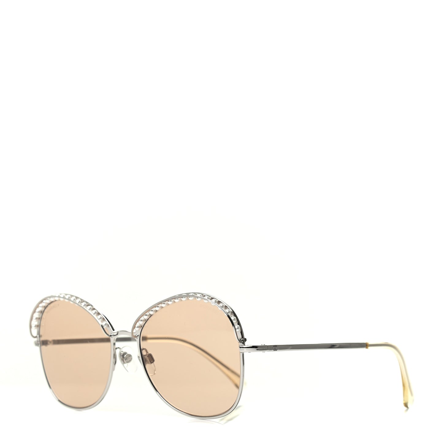 Metal Pearl Sunglasses 4246-H Silver Beige