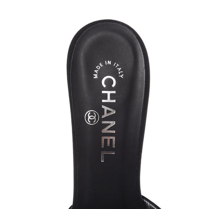 Chanel Metal Silk Grosgrain Camellia Mules 39.5 Black 6 of 7