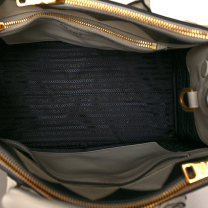 Prada Saffiano City Calfskin Greche Paradigme Bag White Black 5 of 15