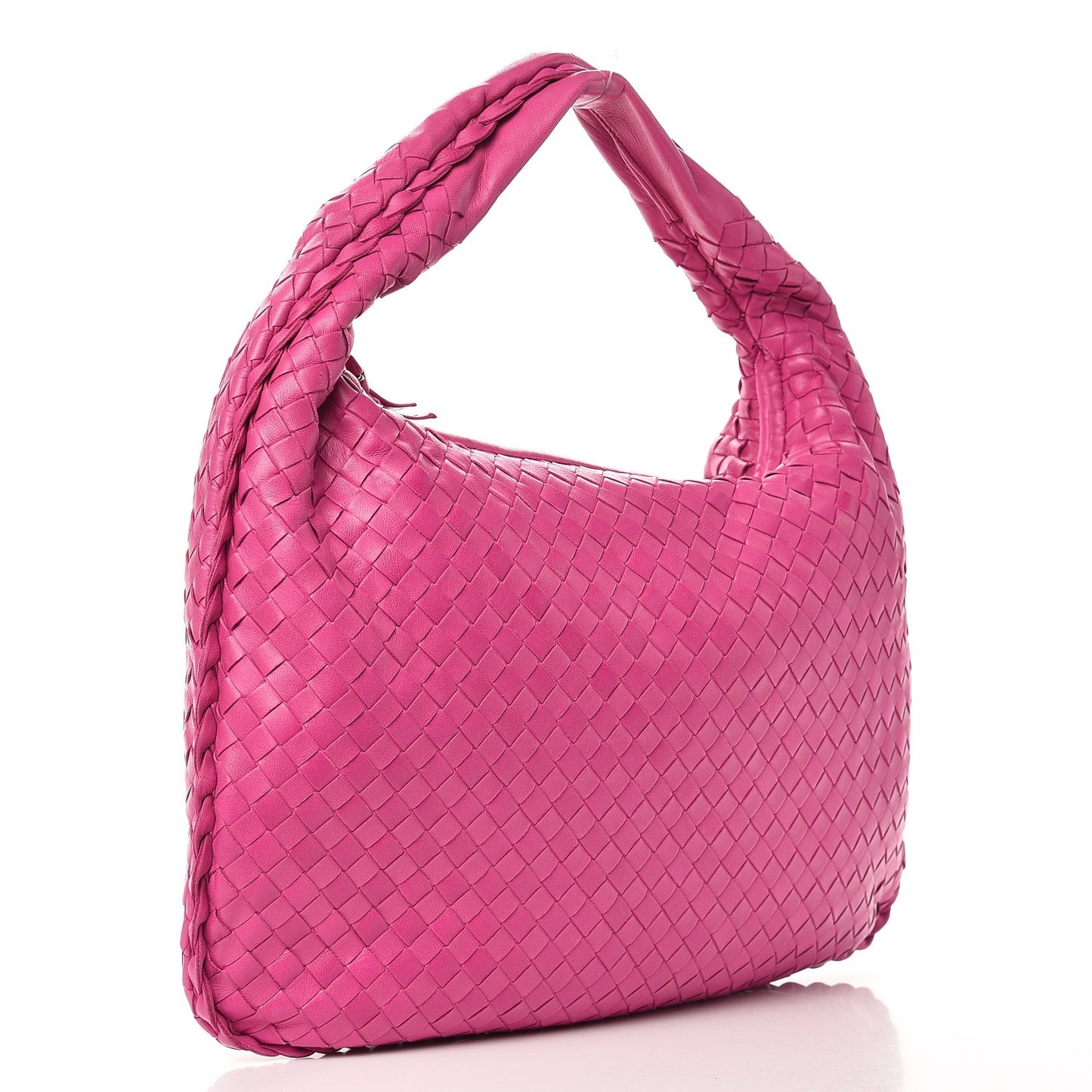 Nappa Intrecciato Medium Veneta Hobo Fuchsia