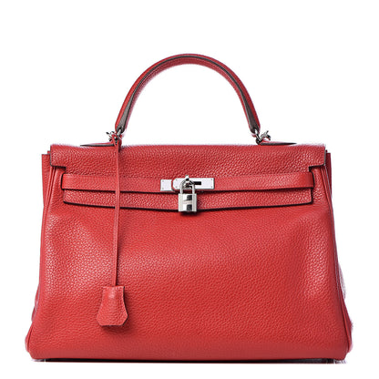 Hermes Taurillon Clemence Retourne Kelly 35 Rouge Garance 1 of 35