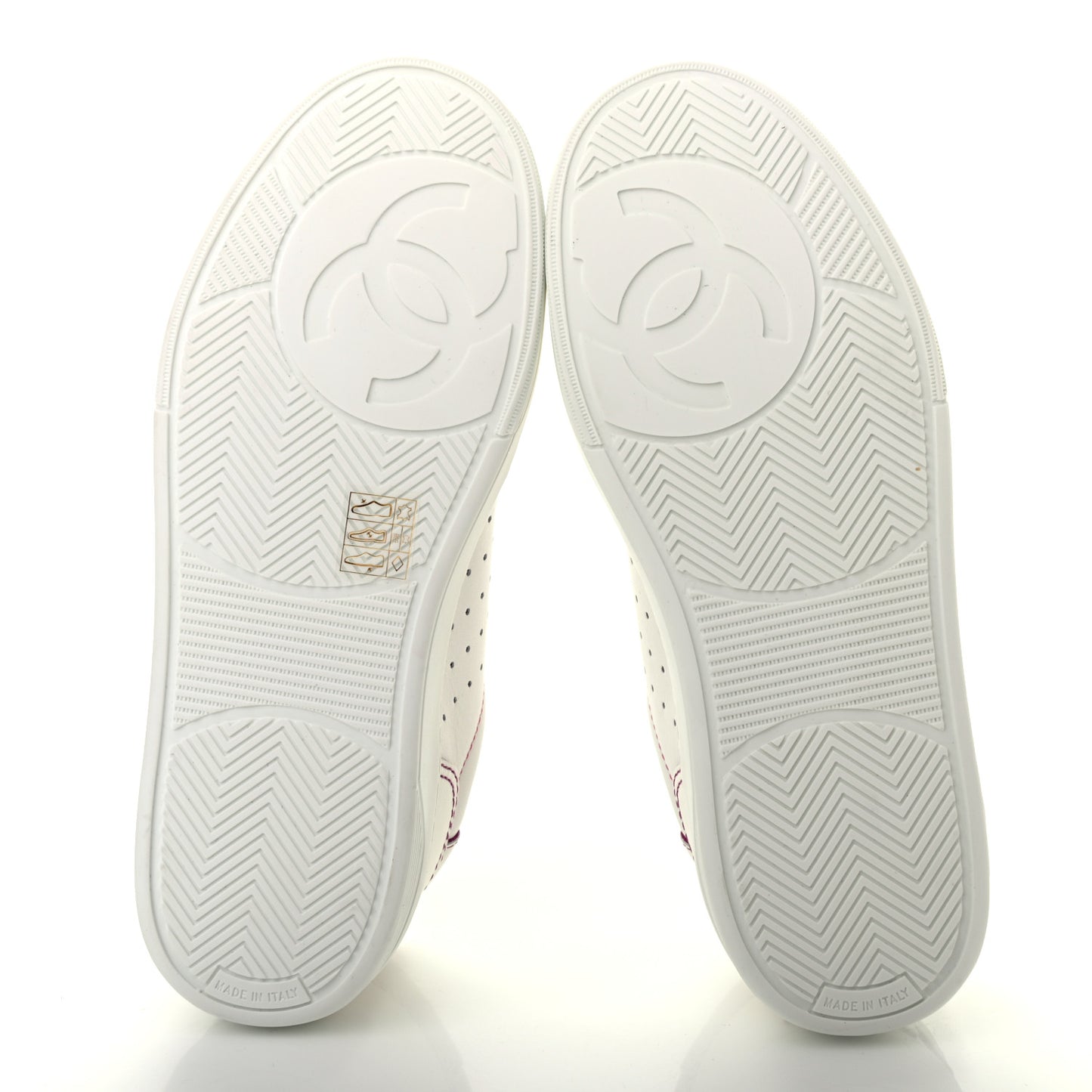 Calfskin Womens Logo Sneakers 37.5 White Pink