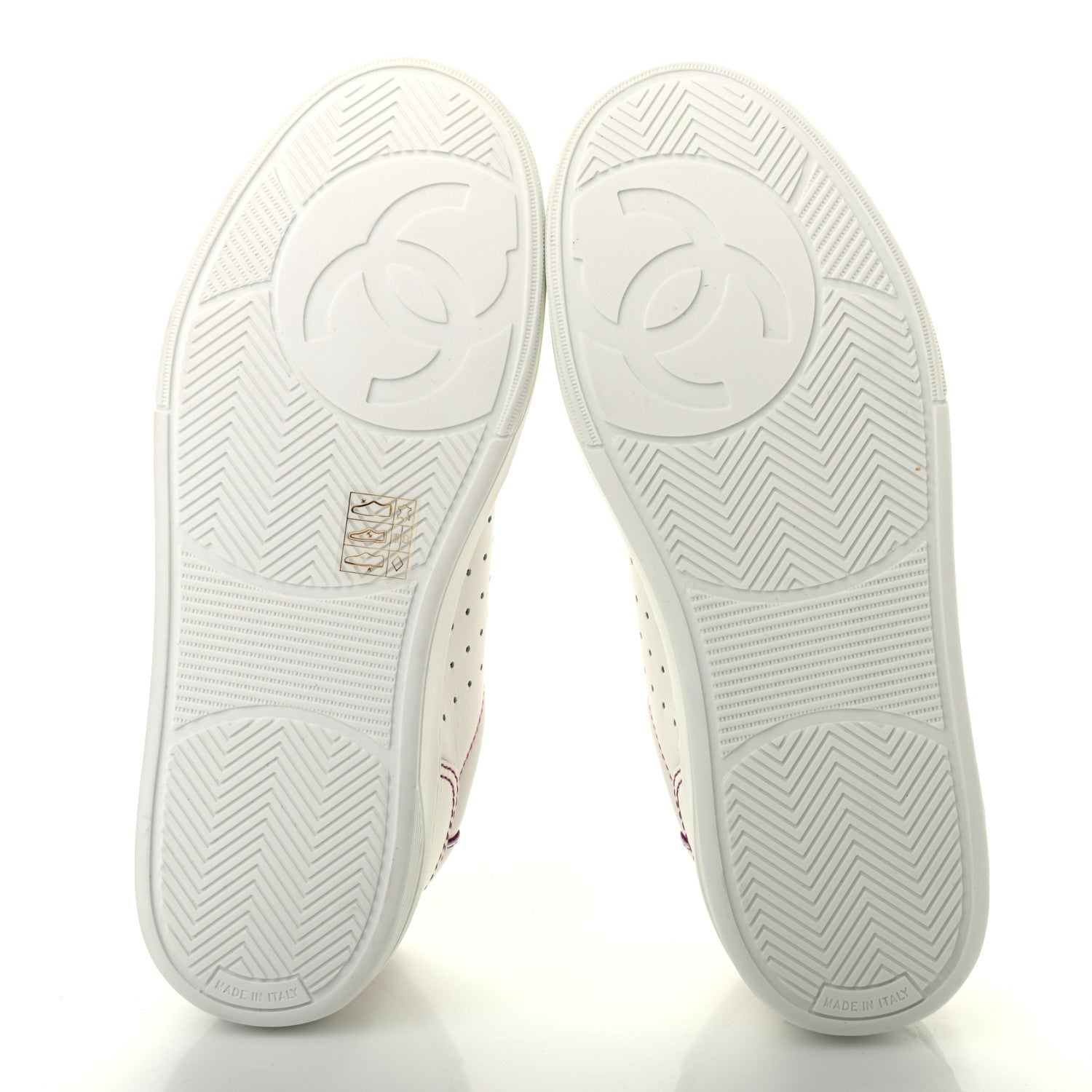 Chanel Calfskin Womens Logo Sneakers 37.5 White Pink 5 of 15