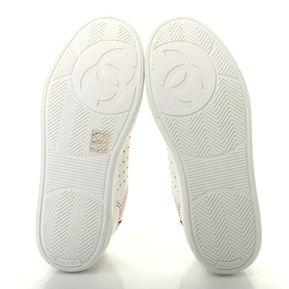 Chanel Calfskin Womens Logo Sneakers 37.5 White Pink 5 of 15