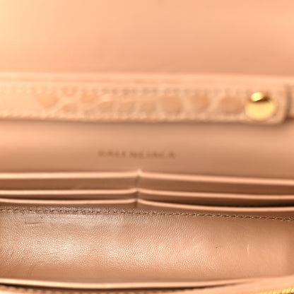 Balenciaga Shiny Calfskin Crocodile Embossed Hourglass Chain Bag Nude Beige 5 of 11