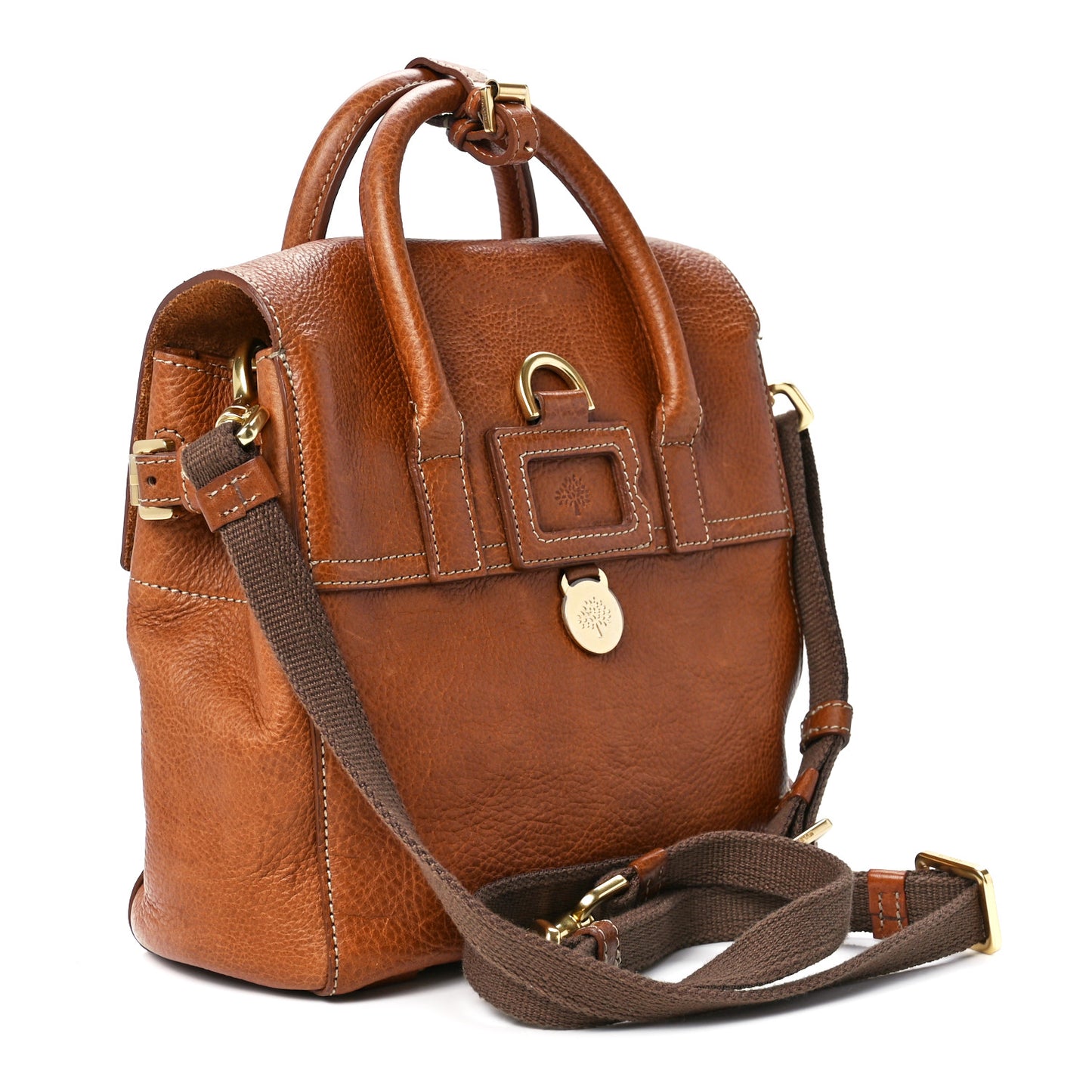 Natural Leather Cara Delevigne Convertible Satchel Oak