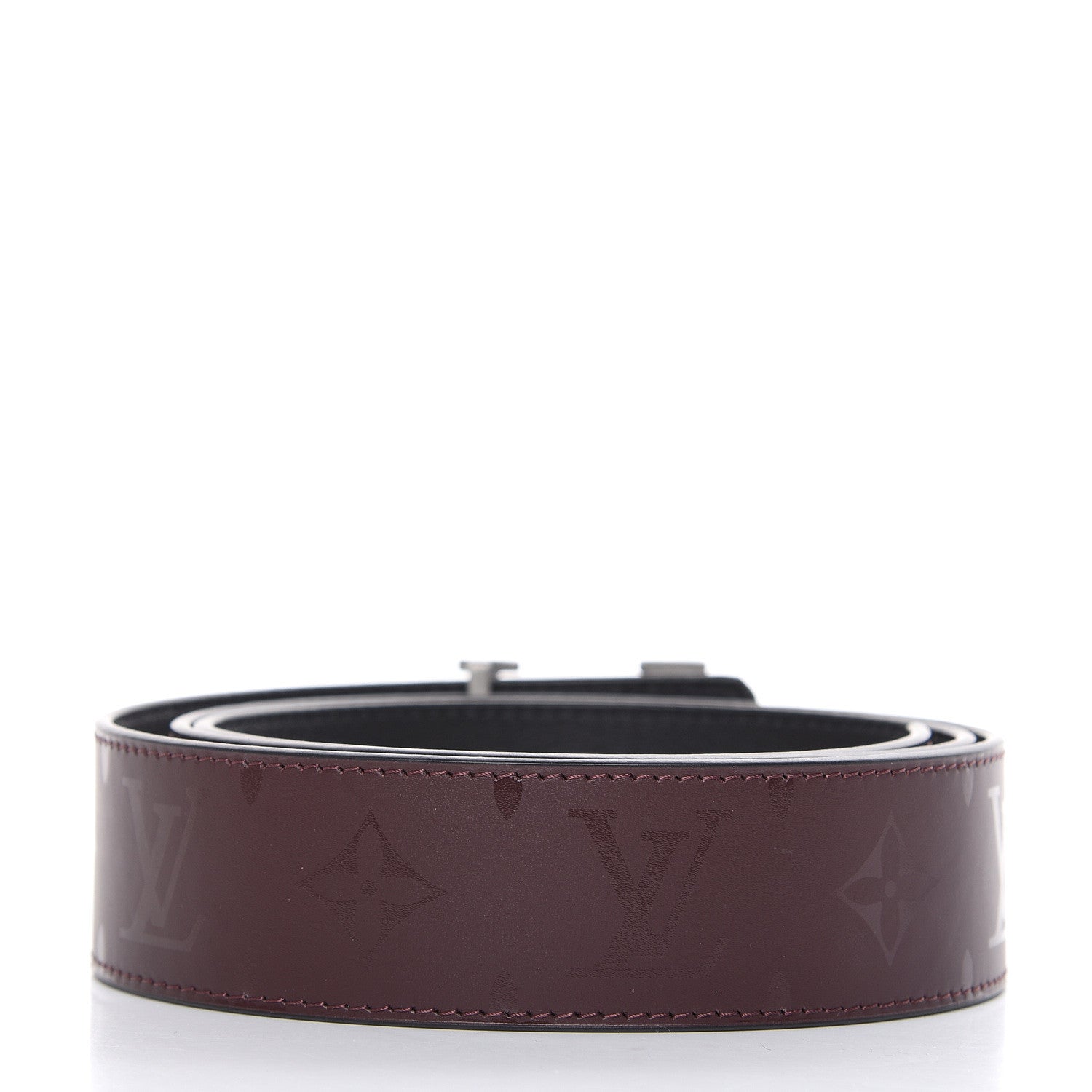 Louis Vuitton Calfskin Illusion Monogram 40mm LV Pyramide Belt 100 40 Burgundy 2 of 8