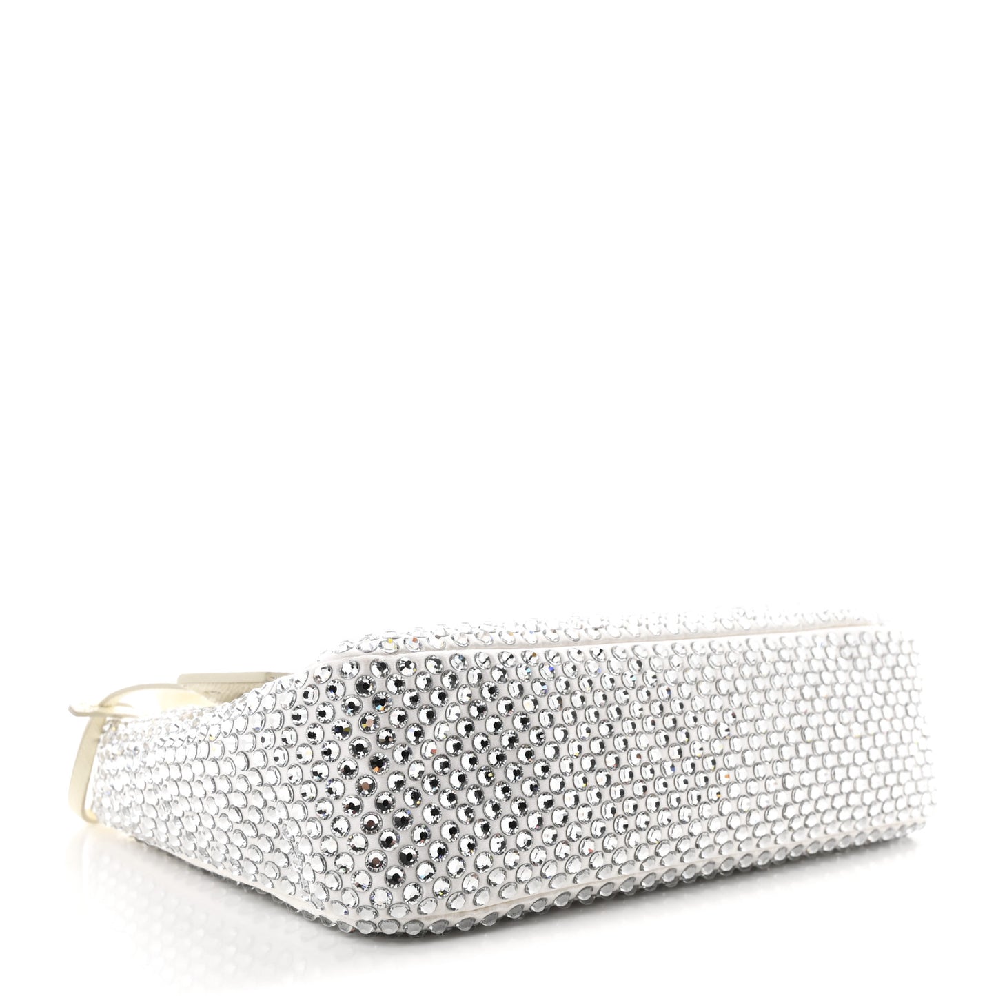 Satin Crystal Mini Re-Edition 2000 Bag White