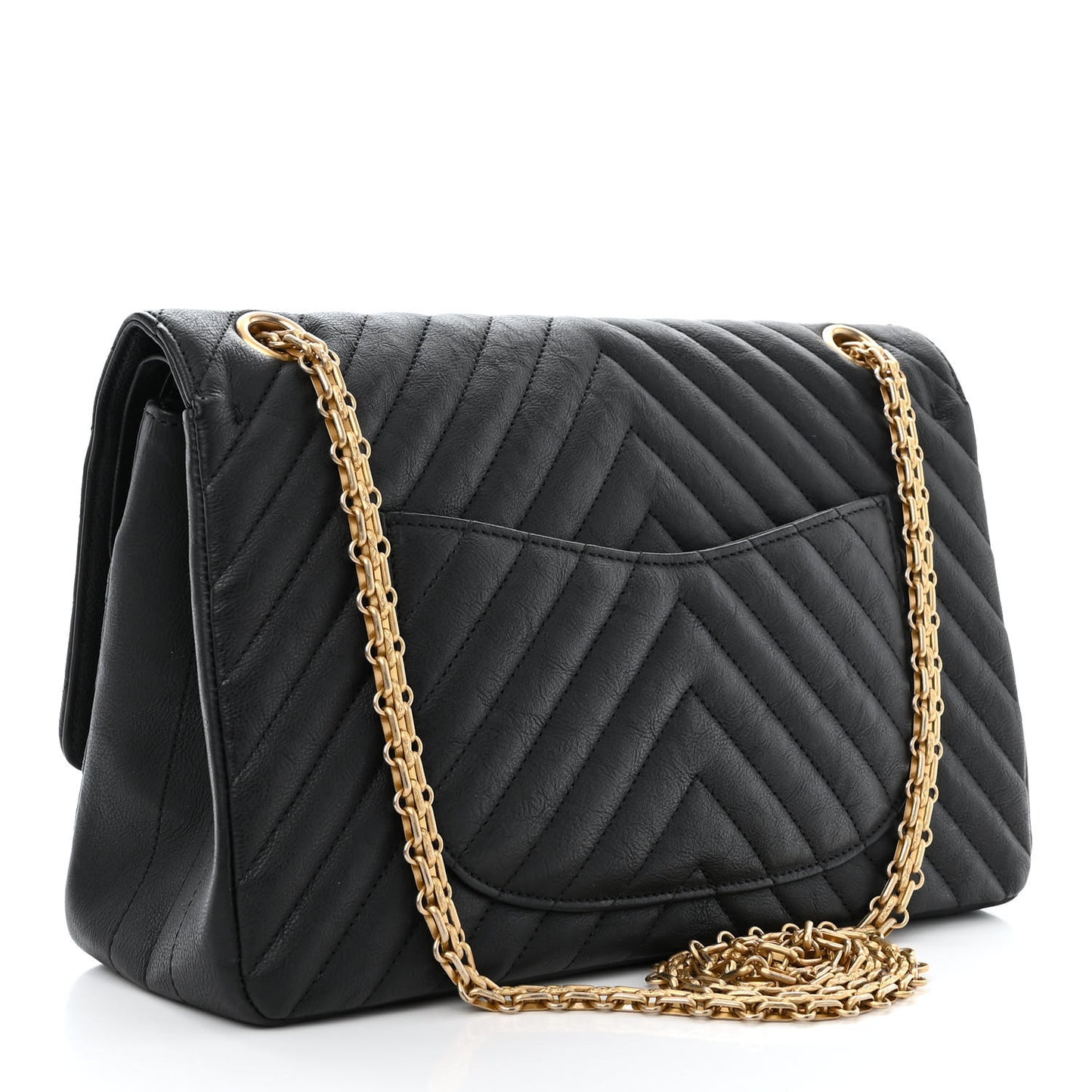 Crumpled Calfskin Chevron Quilted 2.55 Reissue 226 Black
