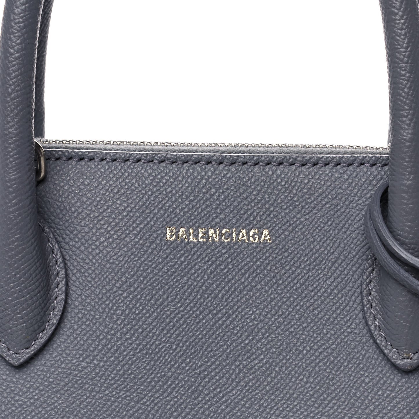 Grained Calfskin S Ville Top Handle Bag Gris Glace