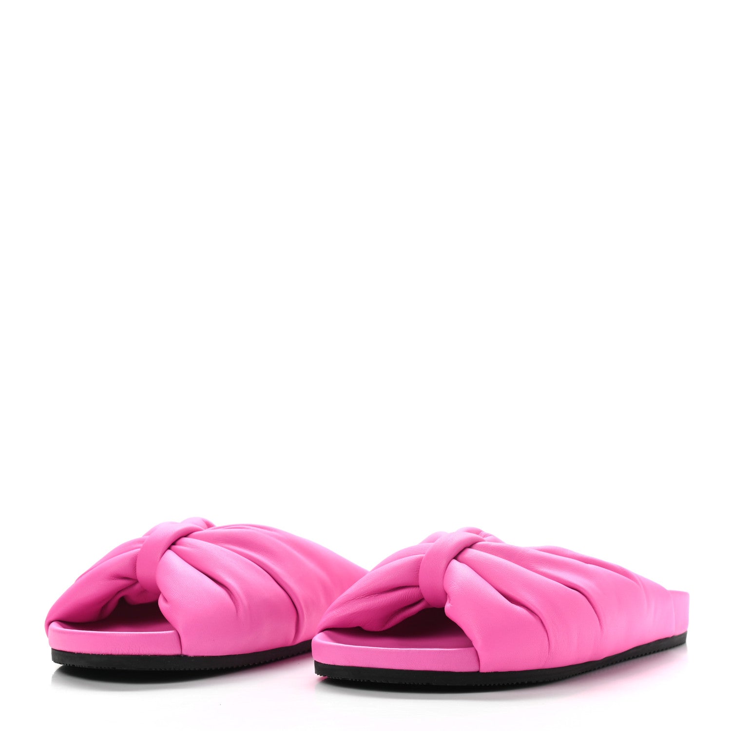 Balenciaga Smooth Nappa Logo Puffy Slide Sandals 37 Fluo Pink White 3 of 6