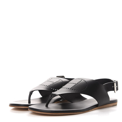 Hermes Calfskin Kola Sandals 36.5 Black 3 of 9
