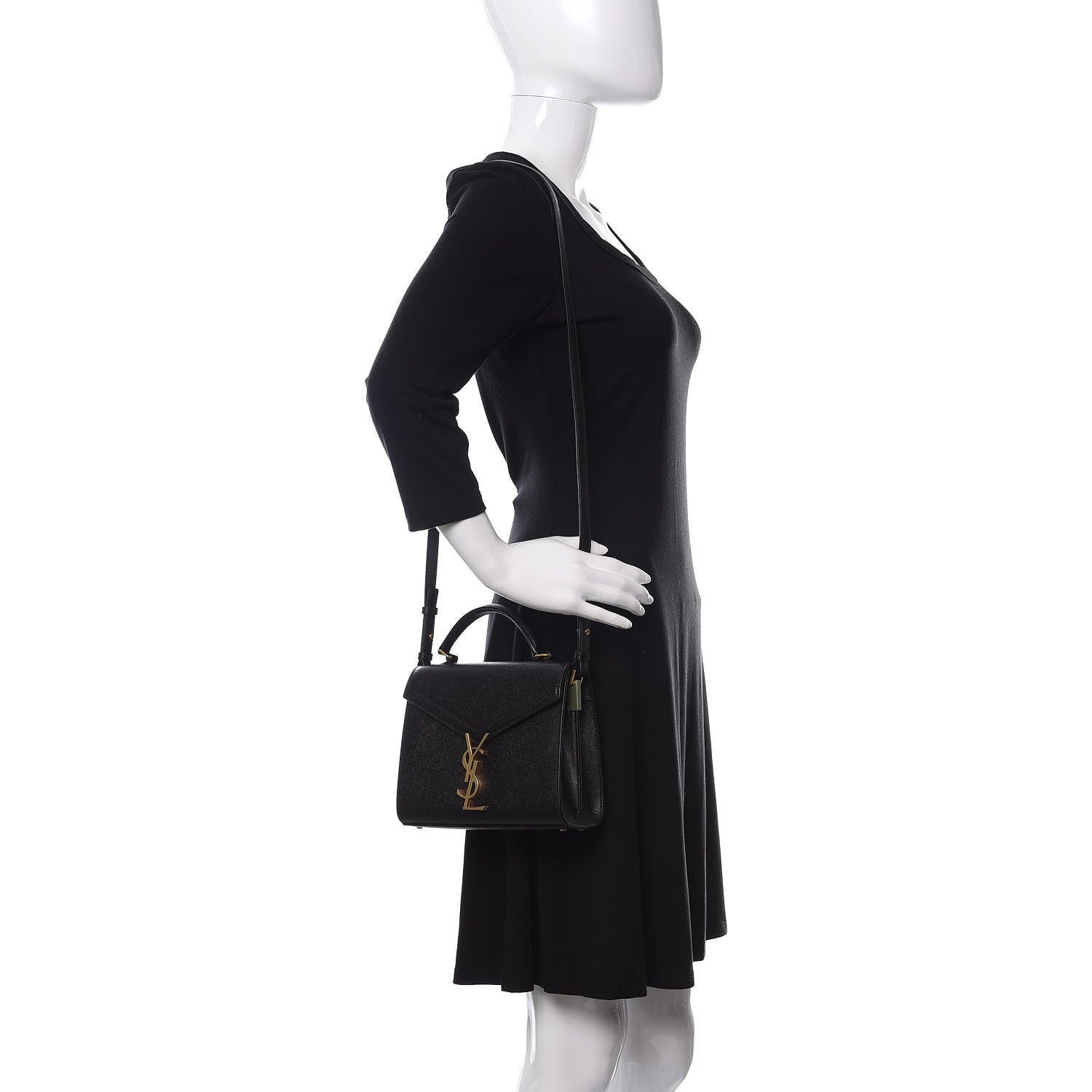Saint Laurent Grain de Poudre Mini Classic Monogram Cassandra Top Handle Black 2 of 9