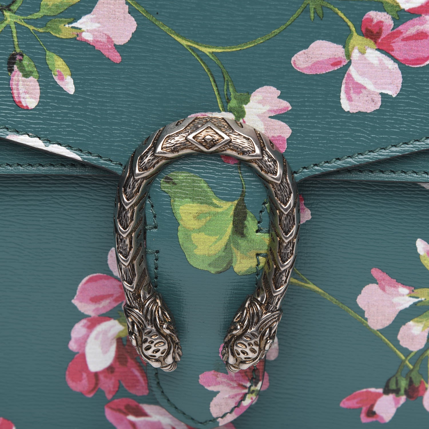 Gucci Calfskin Blooms Print Medium Dionysus Shoulder Bag Bright Emerald Multicolor 8 of 10