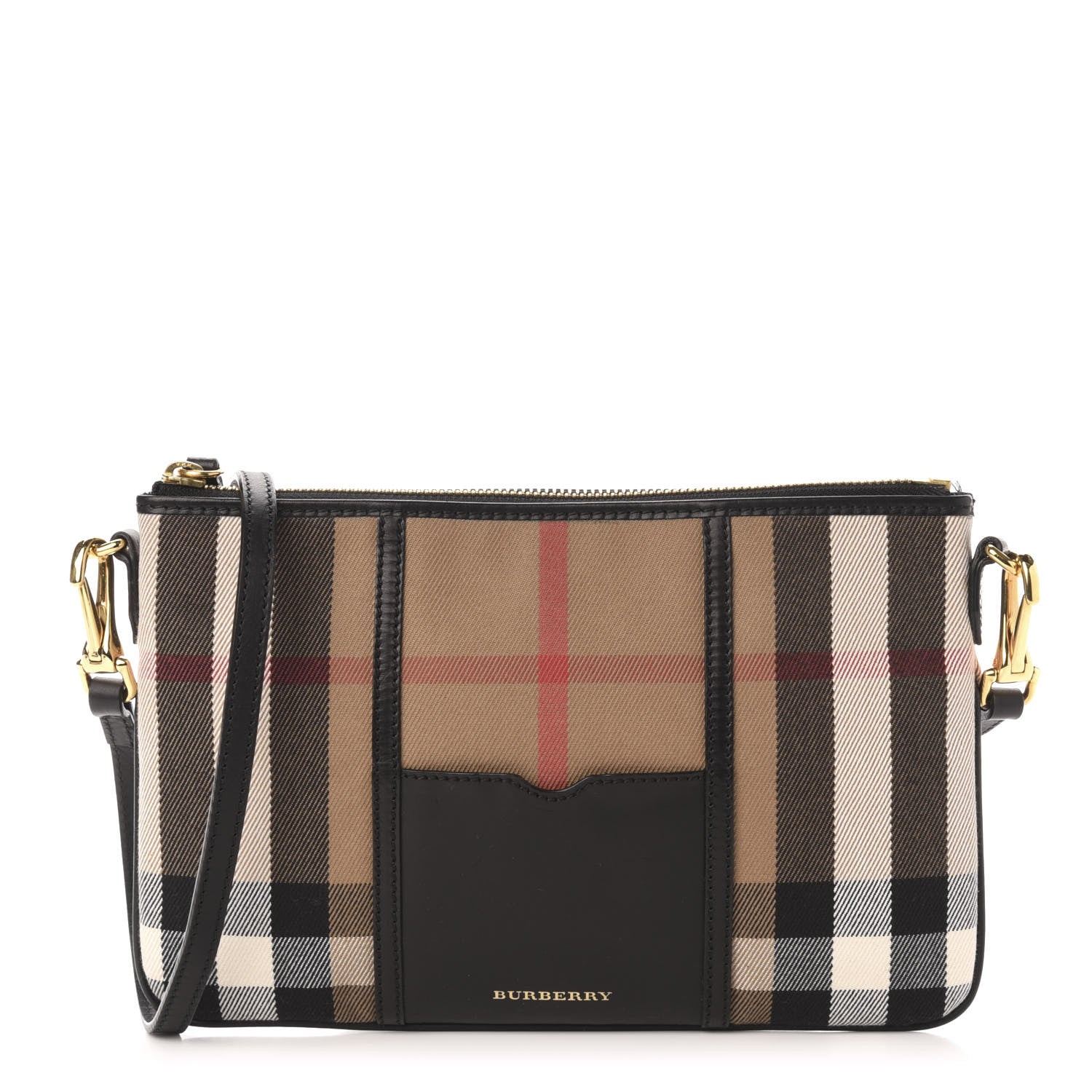 Burberry House Check Peyton Crossbody Clutch Bag Black 1 of 11