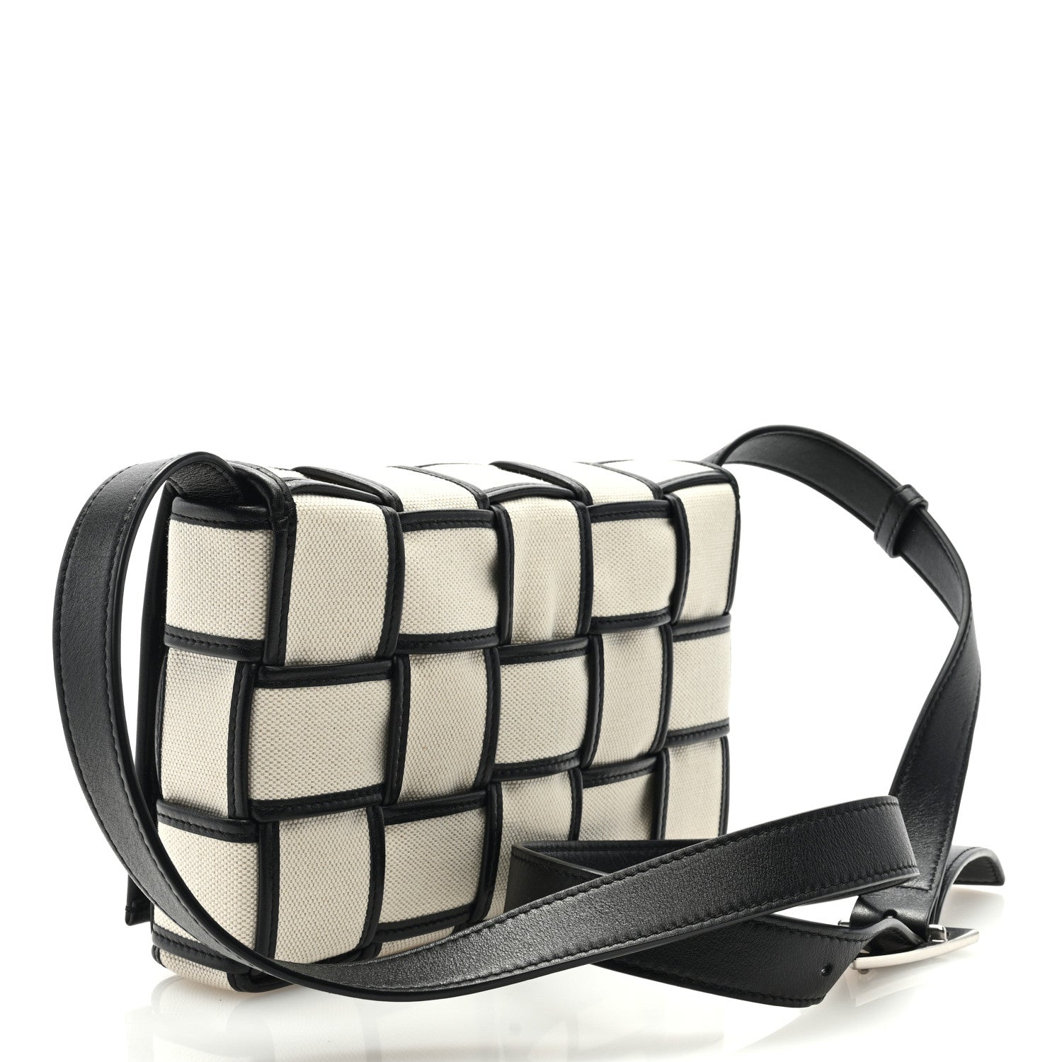 Bottega Veneta Canvas Intrecciato Padded Cassette Crossbody Bag Natural Black 2 of 8