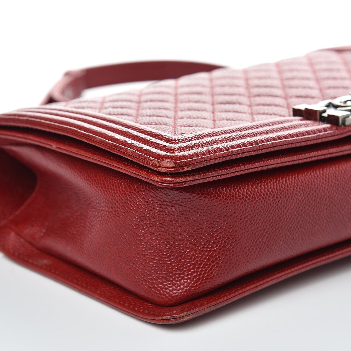 Caviar Quilted New Medium Boy Flap Dark Red