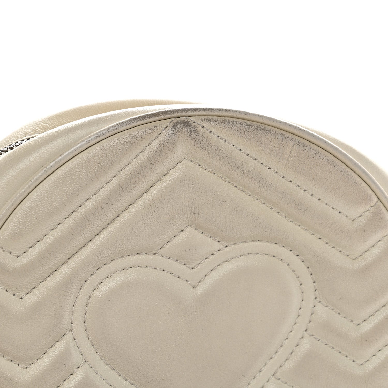 Gucci Calfskin Matelasse Mini GG Marmont Round Shoulder Bag White 14 of 16