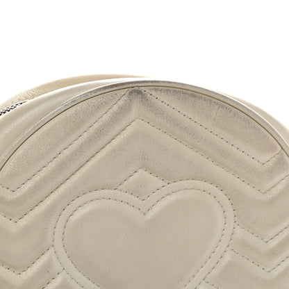 Gucci Calfskin Matelasse Mini GG Marmont Round Shoulder Bag White 14 of 16
