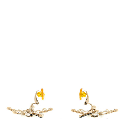 Chanel Crystal Pearl Star Glass CC Drop Clip On Earrings Gold 3 of 3