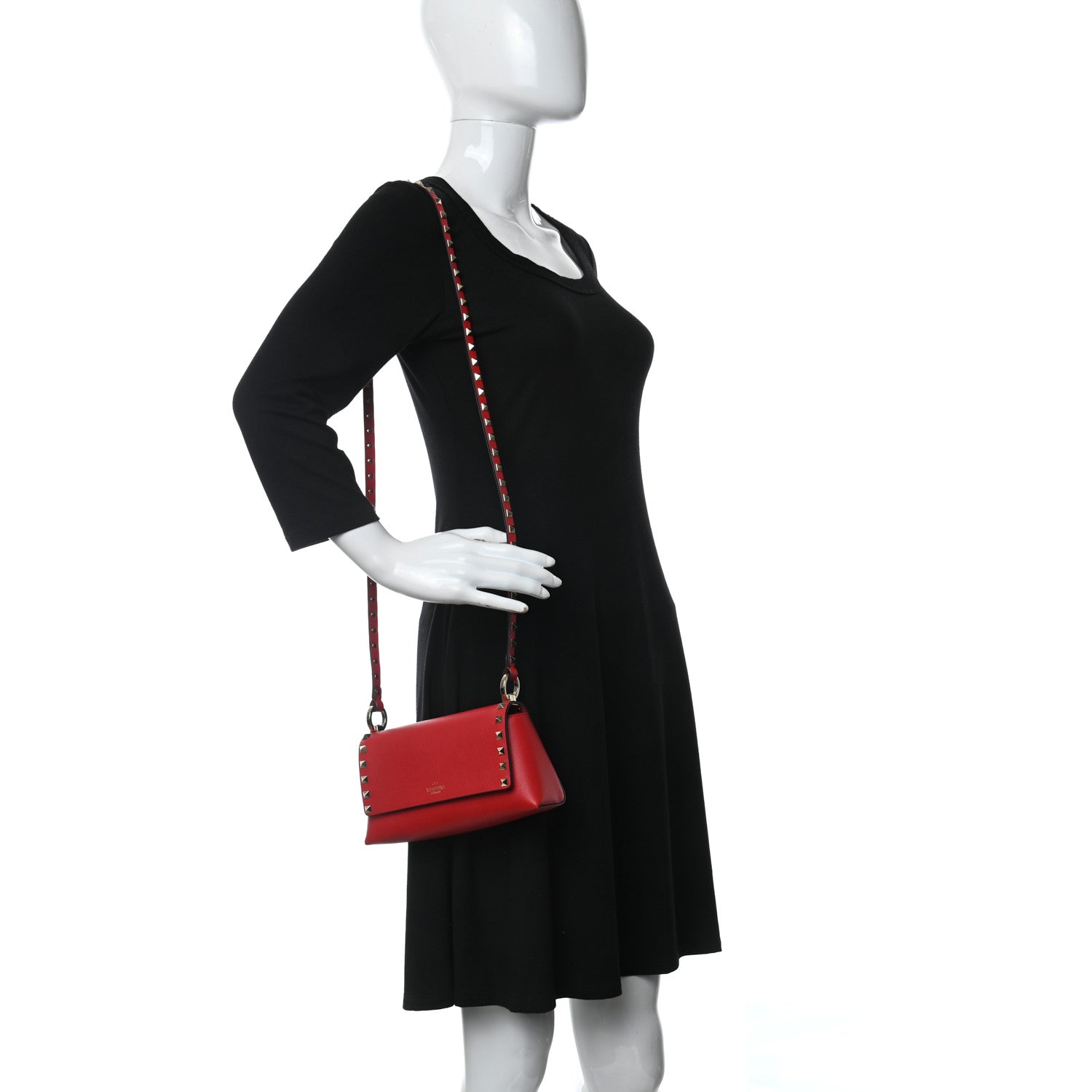 Valentino Garavani Calfskin Rockstud Crossbody Bag Red 2 of 8