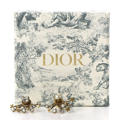 Christian Dior Crystal Pearl Star Earrings Aged Gold 5 of 5