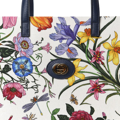 Gucci Canvas Large Flora Tote Navy Multicolor 10 of 10