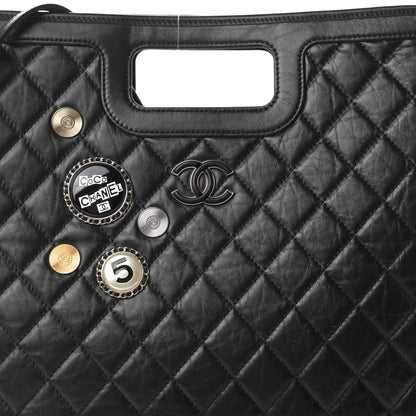 Chanel Aged Calfskin Medium Charm Shopping Bag Black 10 of 10