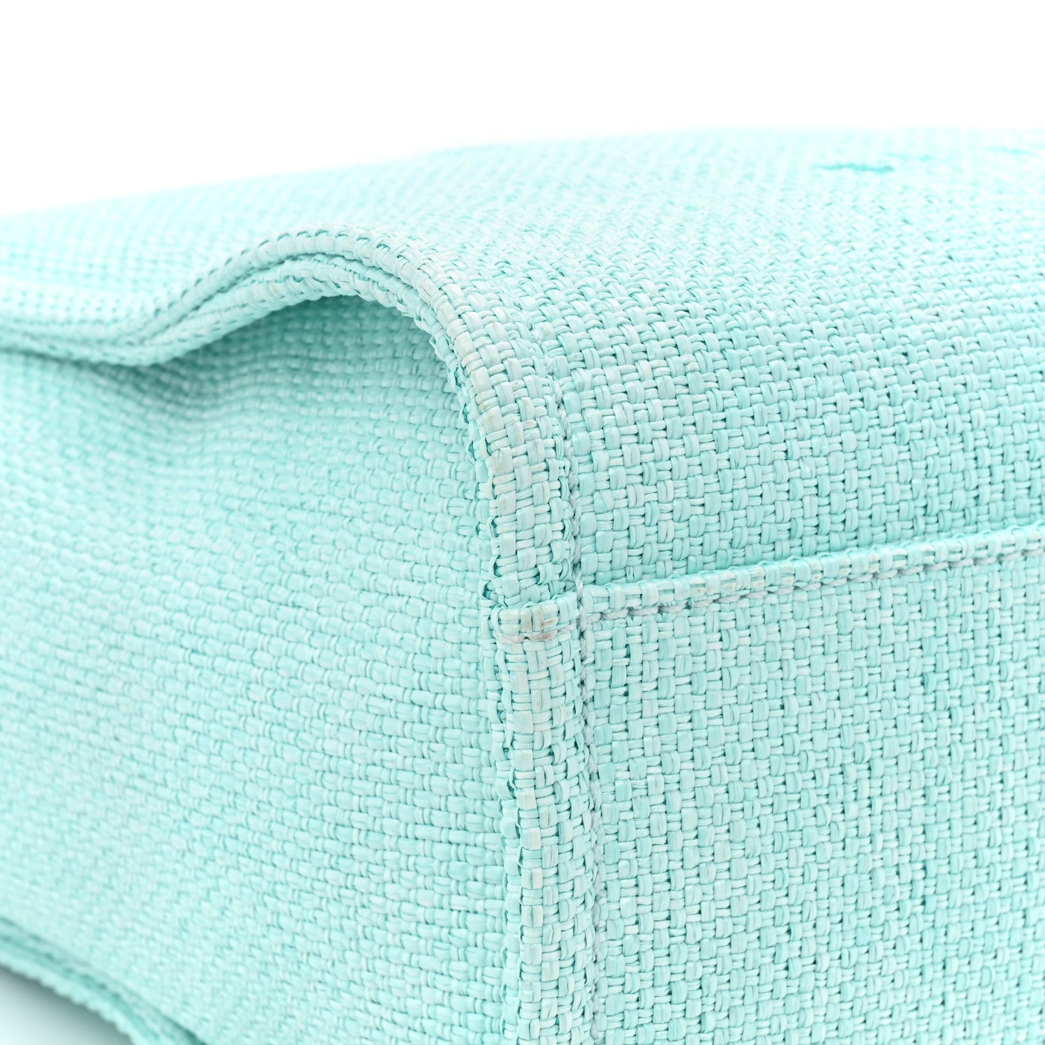 Chanel Woven Straw Raffia Small Deauville Tote Turquoise 10 of 13