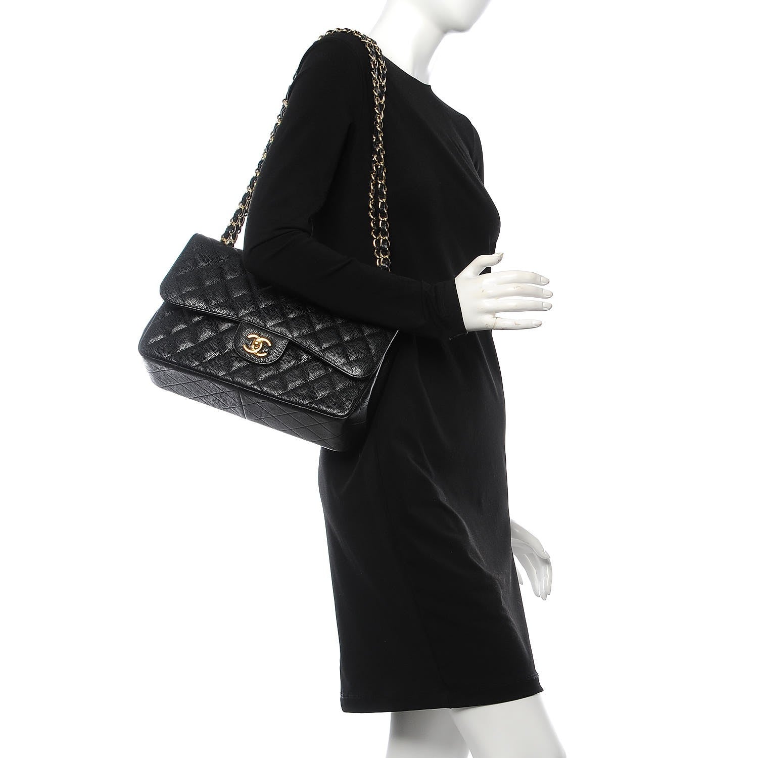 Chanel Caviar Quilted Jumbo Double Flap Black 3 of 8