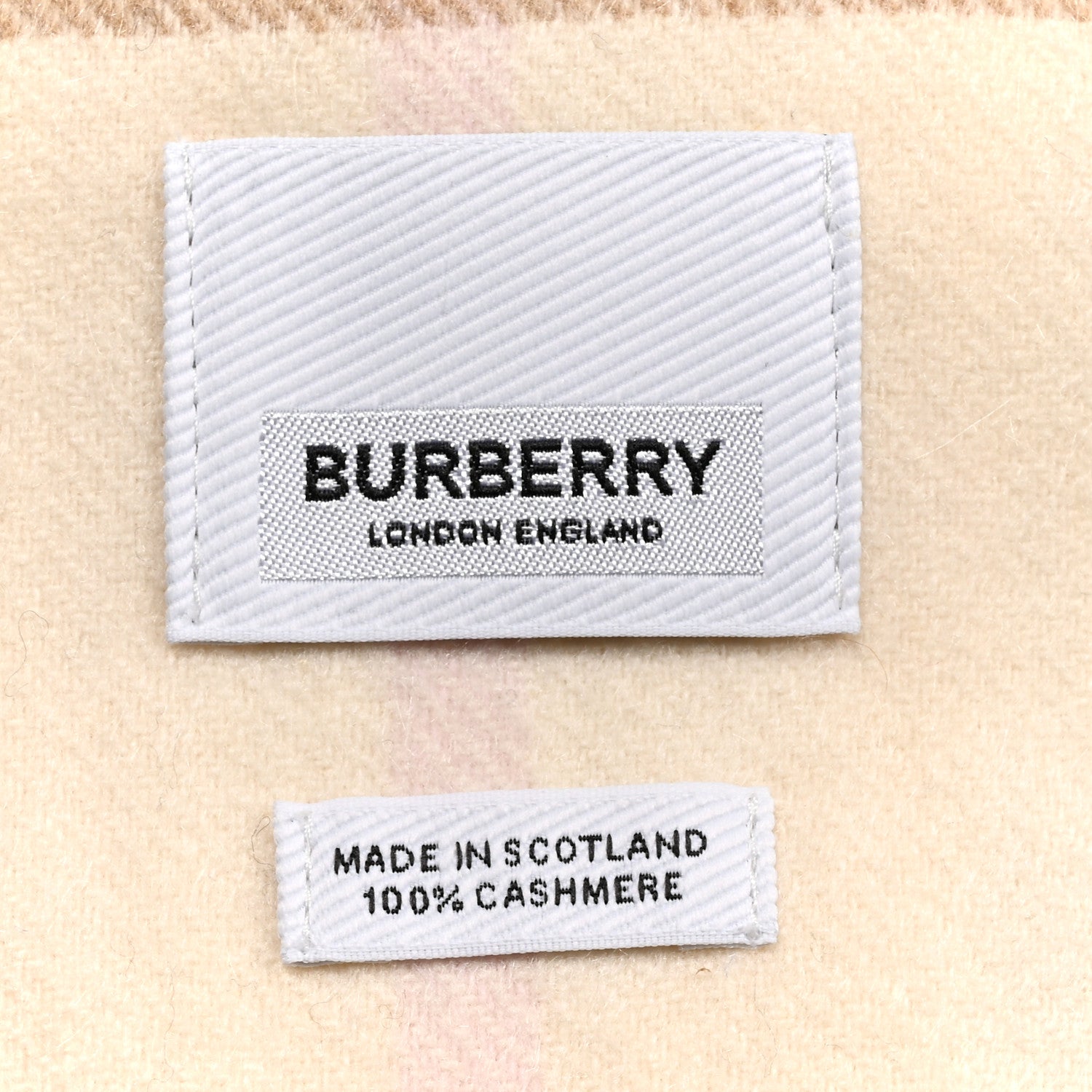 Burberry Cashmere Giant Check Fringe Scarf White Alabaster 1849172