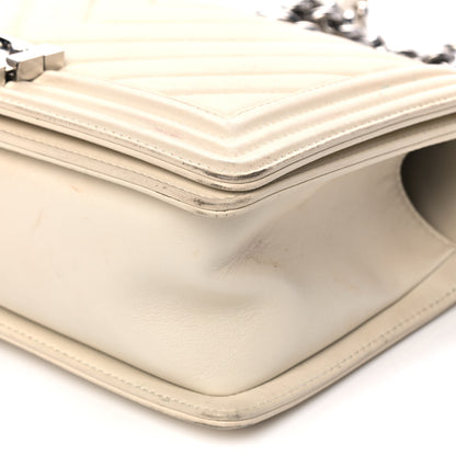Chanel Calfskin Chevron Quilted Medium Boy Flap White 8 of 12