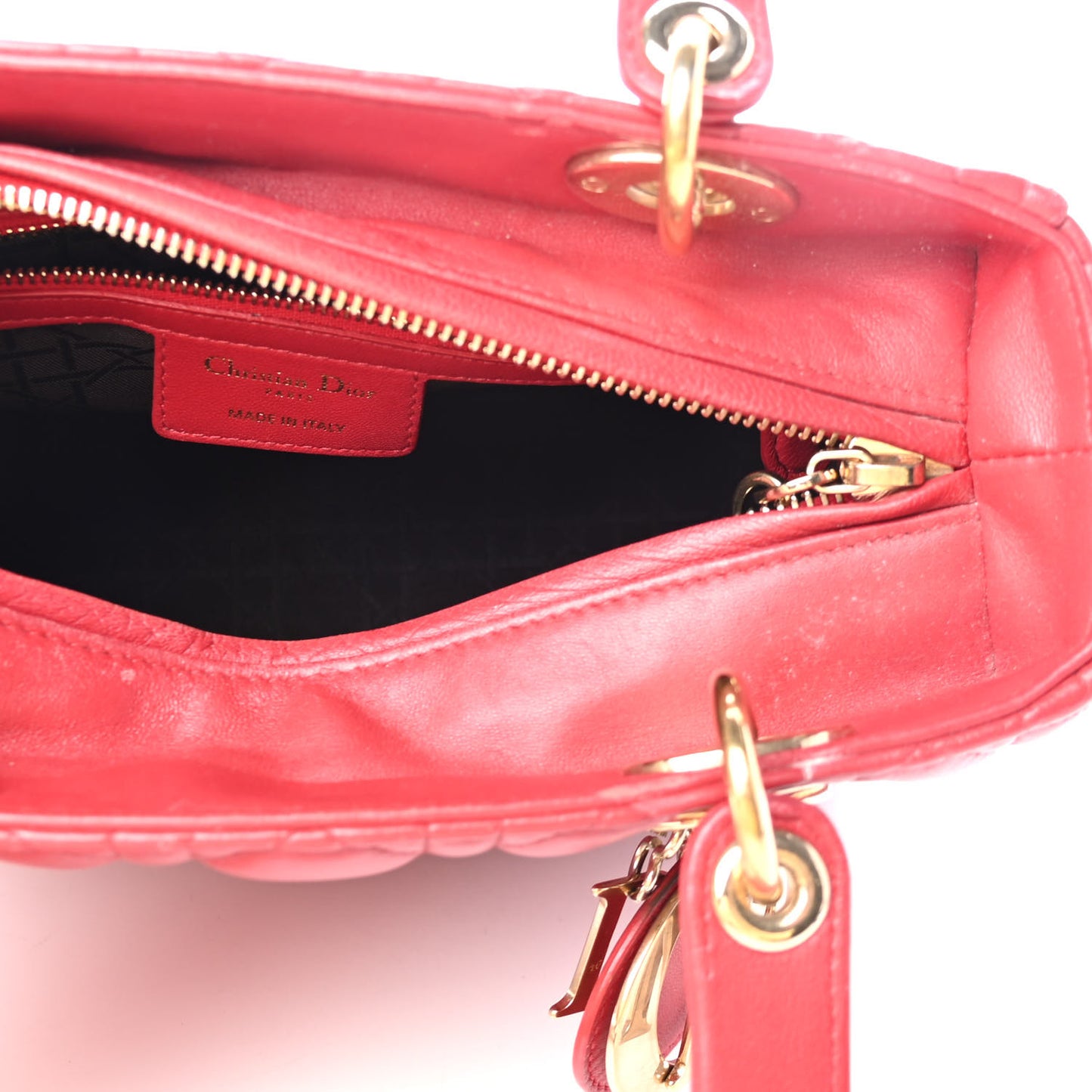 Lambskin Cannage Medium Lady Dior Red