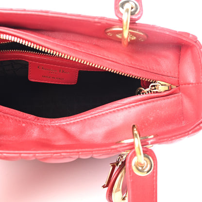 Christian Dior Lambskin Cannage Medium Lady Dior Red 4 of 4