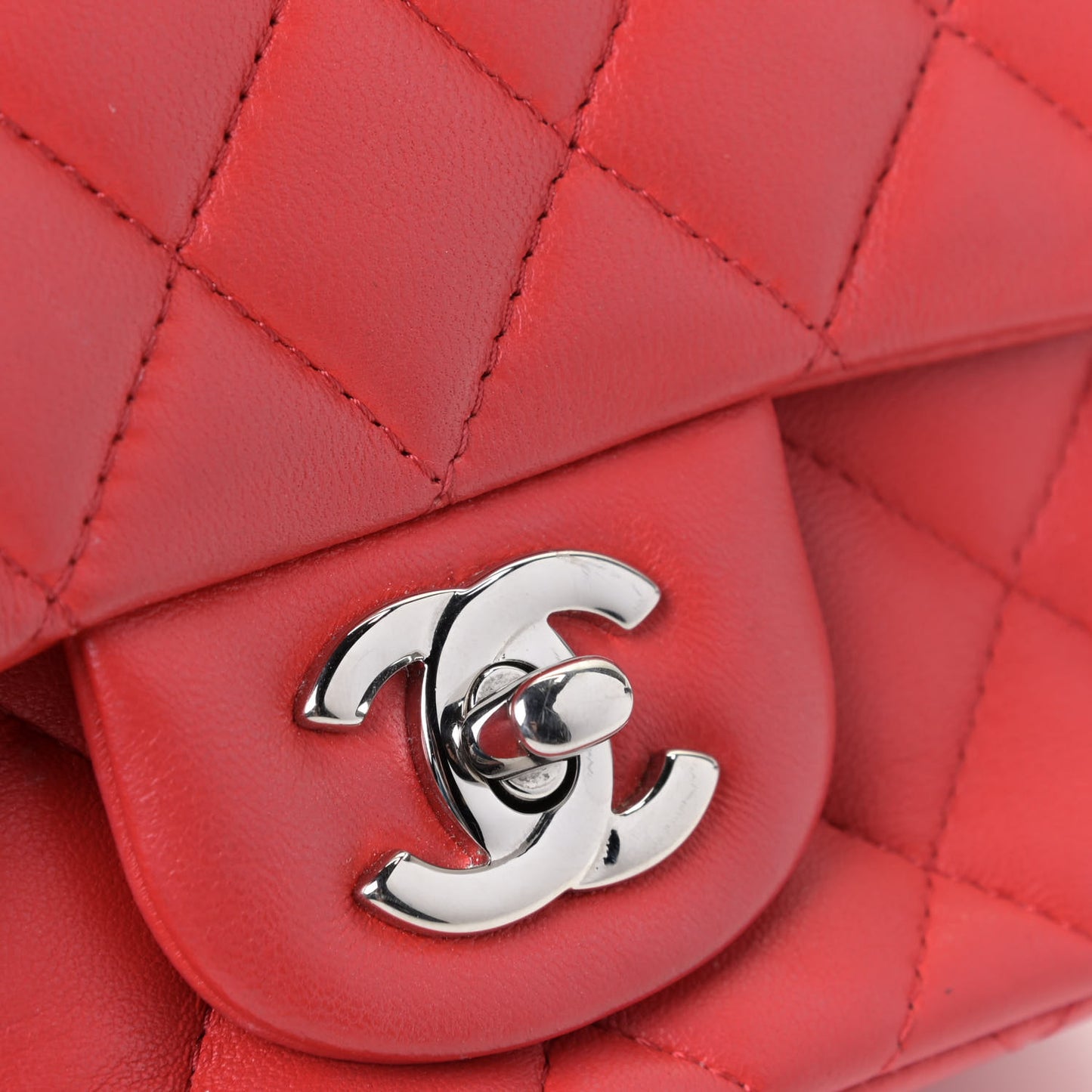 Lambskin Quilted Mini Square Flap Red