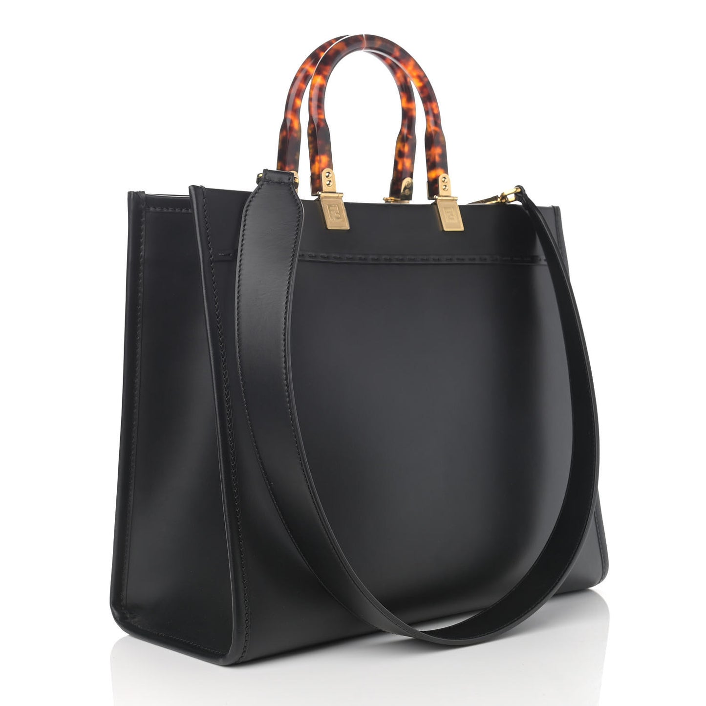 Vitello King Plexiglass Medium Fendi Sunshine Shopper Tote Black