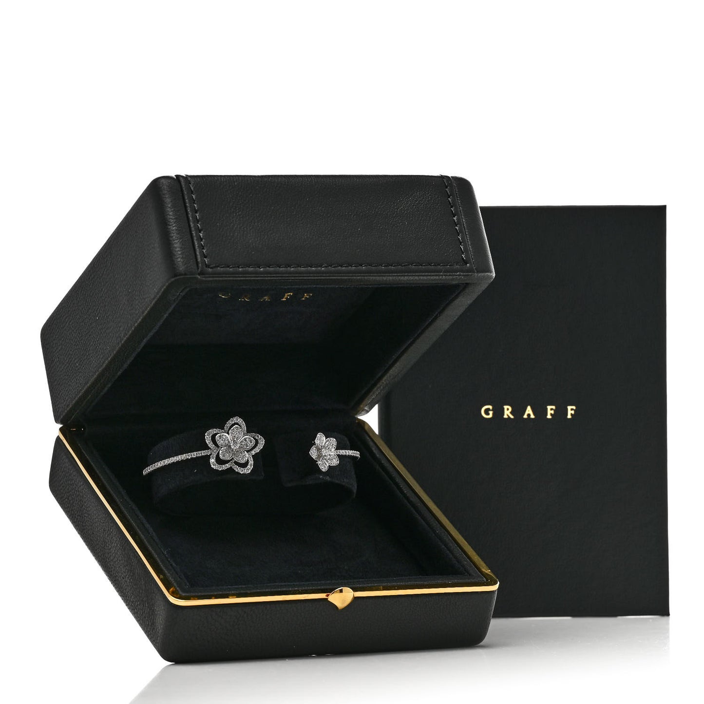 18K White Gold Diamond Wild Flower Open Bangle Bracelet