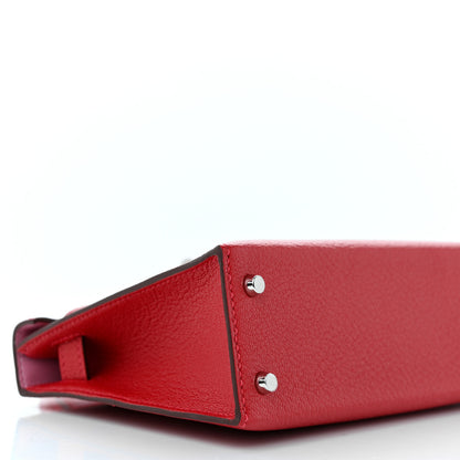 Hermes Chevre Mysore Verso Mini Kelly Sellier 20 Rouge Casaque Bubblegum 9 of 11