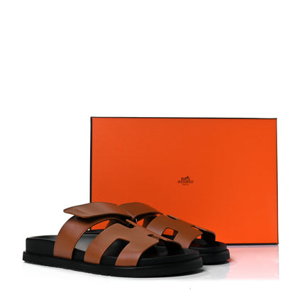 Hermes Calfskin Womens Chypre Sandals 37 Gold 9 of 9