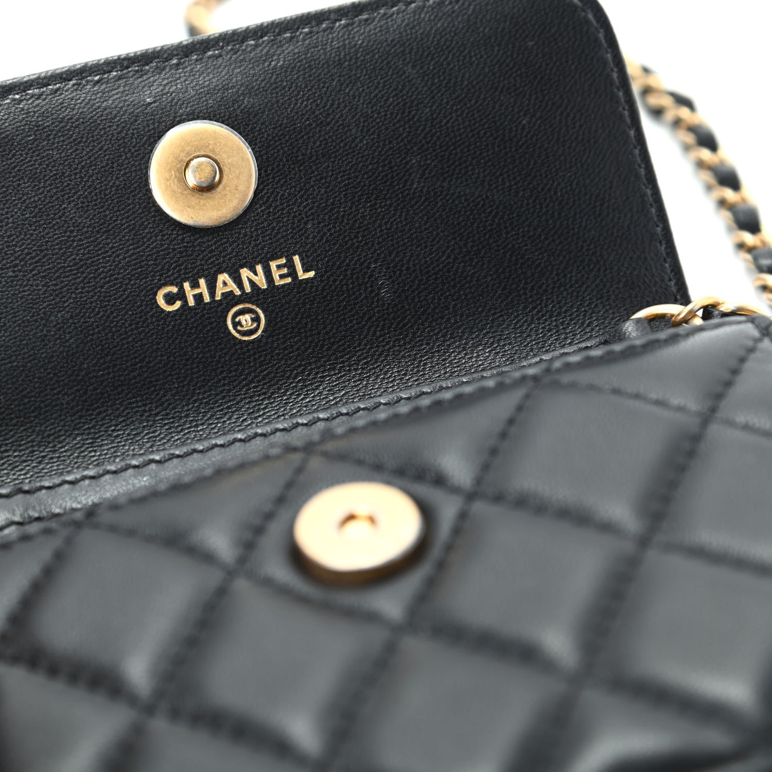 Chanel Lambskin Quilted Pearl Crush Clutch With Chain Black 8 of 10