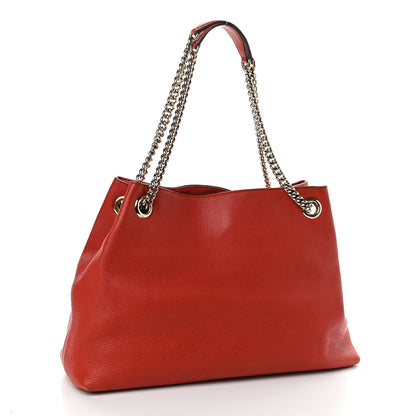 Gucci Pebbled Calfskin Medium Soho Chain Shoulder Bag Tabasco Red 3 of 9
