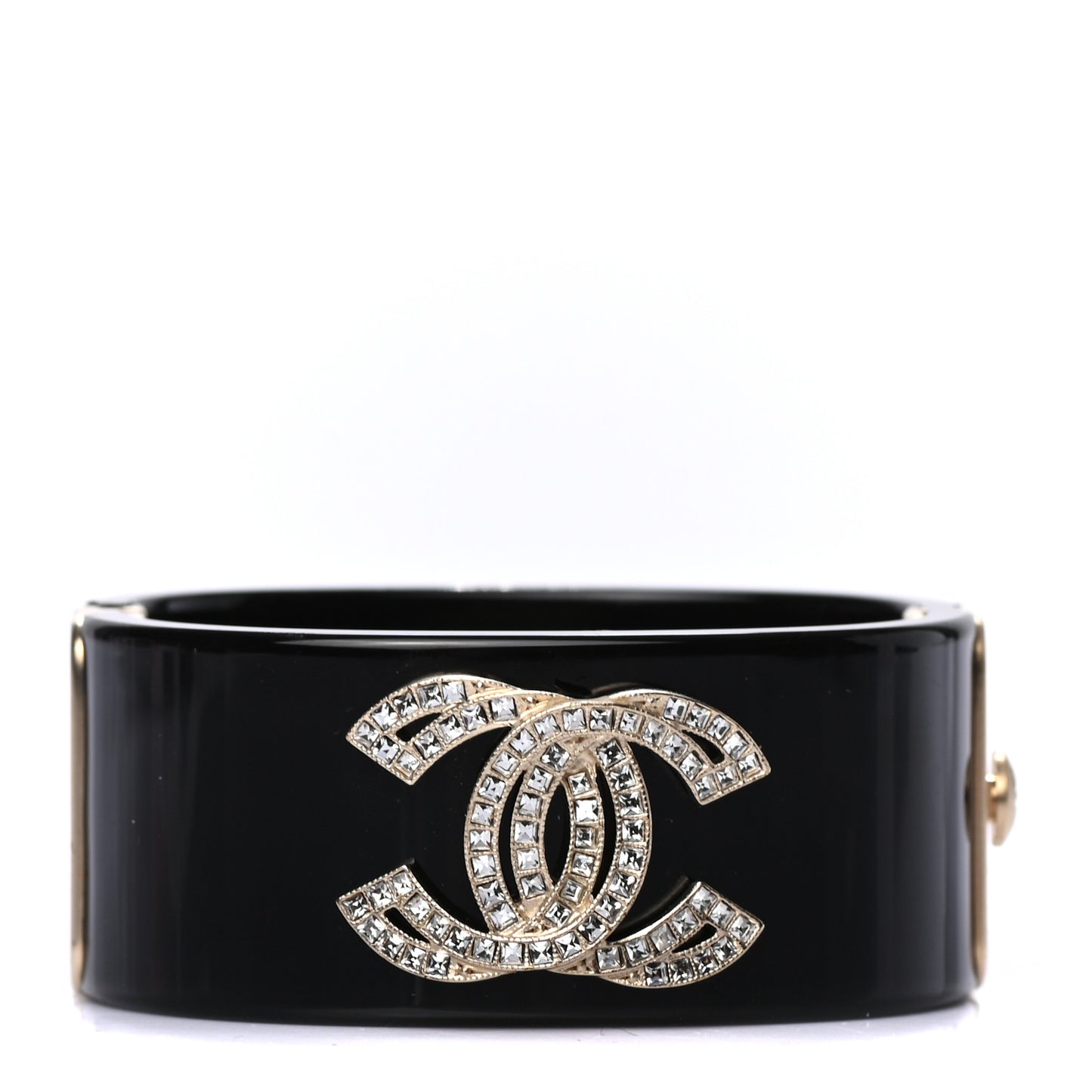 Resin Baguette Crystal CC Cuff Black