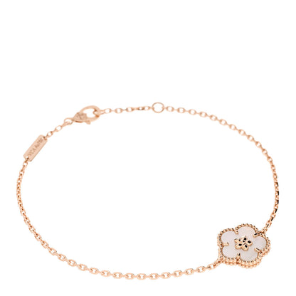 Van Cleef & Arpels 18K Rose Gold Mother Of Pearl Lucky Spring Plum Blossom Bracelet 1 of 5