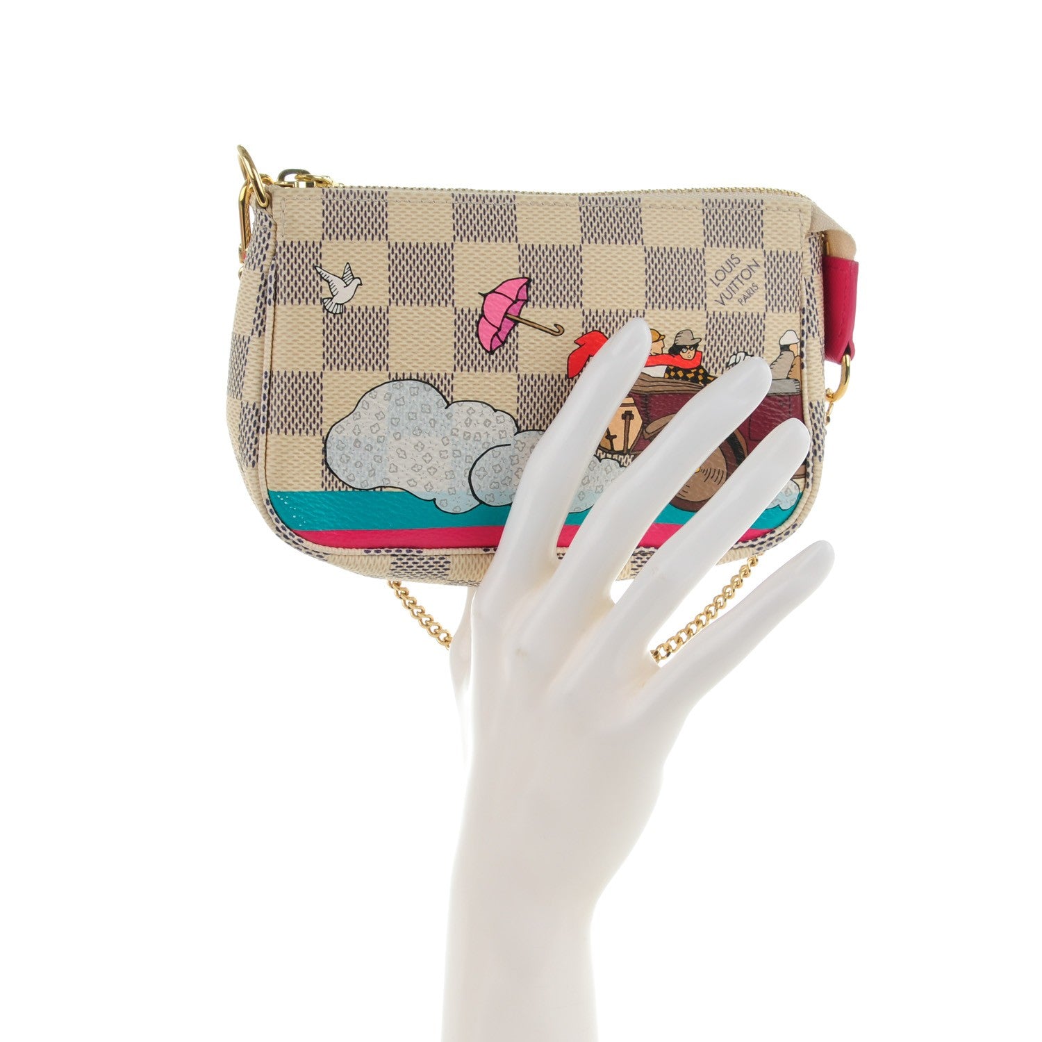 Louis Vuitton Damier Azur 2015 Christmas Animation Mini Pochette Accessories 2 of 7