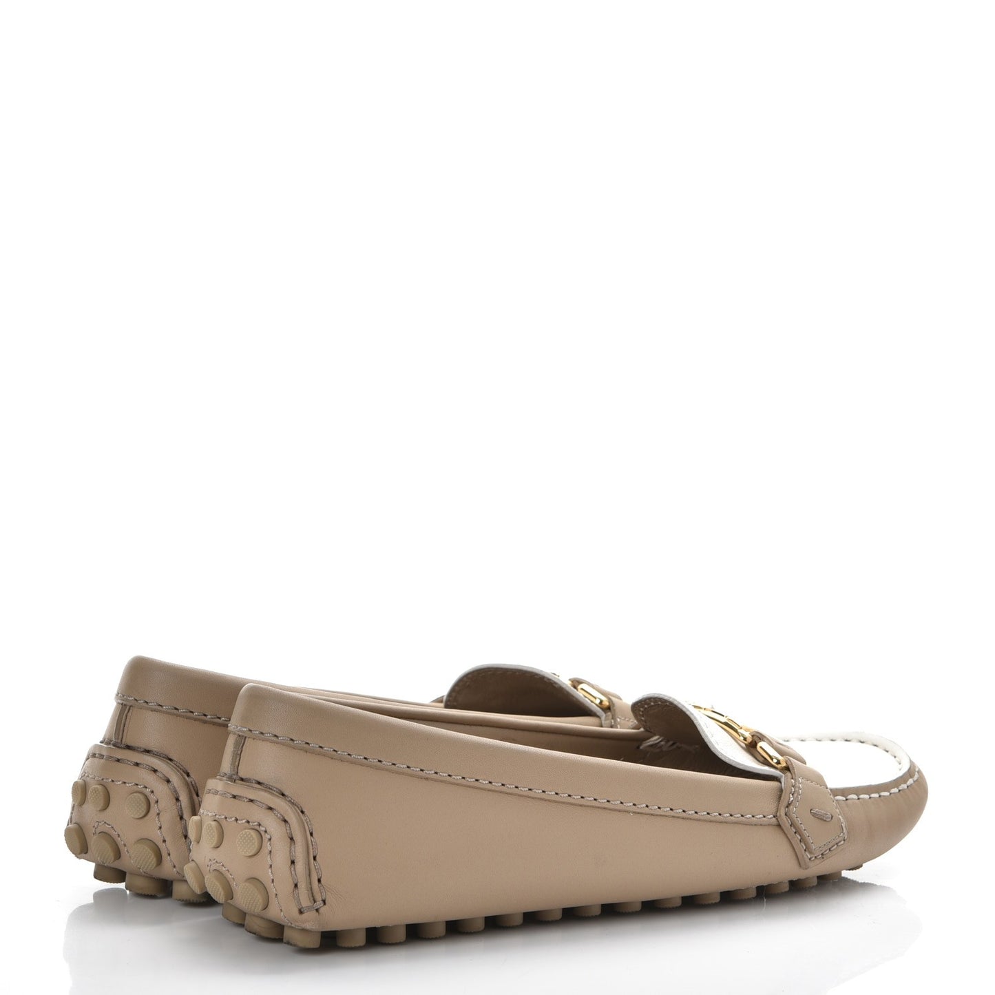 Calfskin Oxford Loafers 36 Beige White