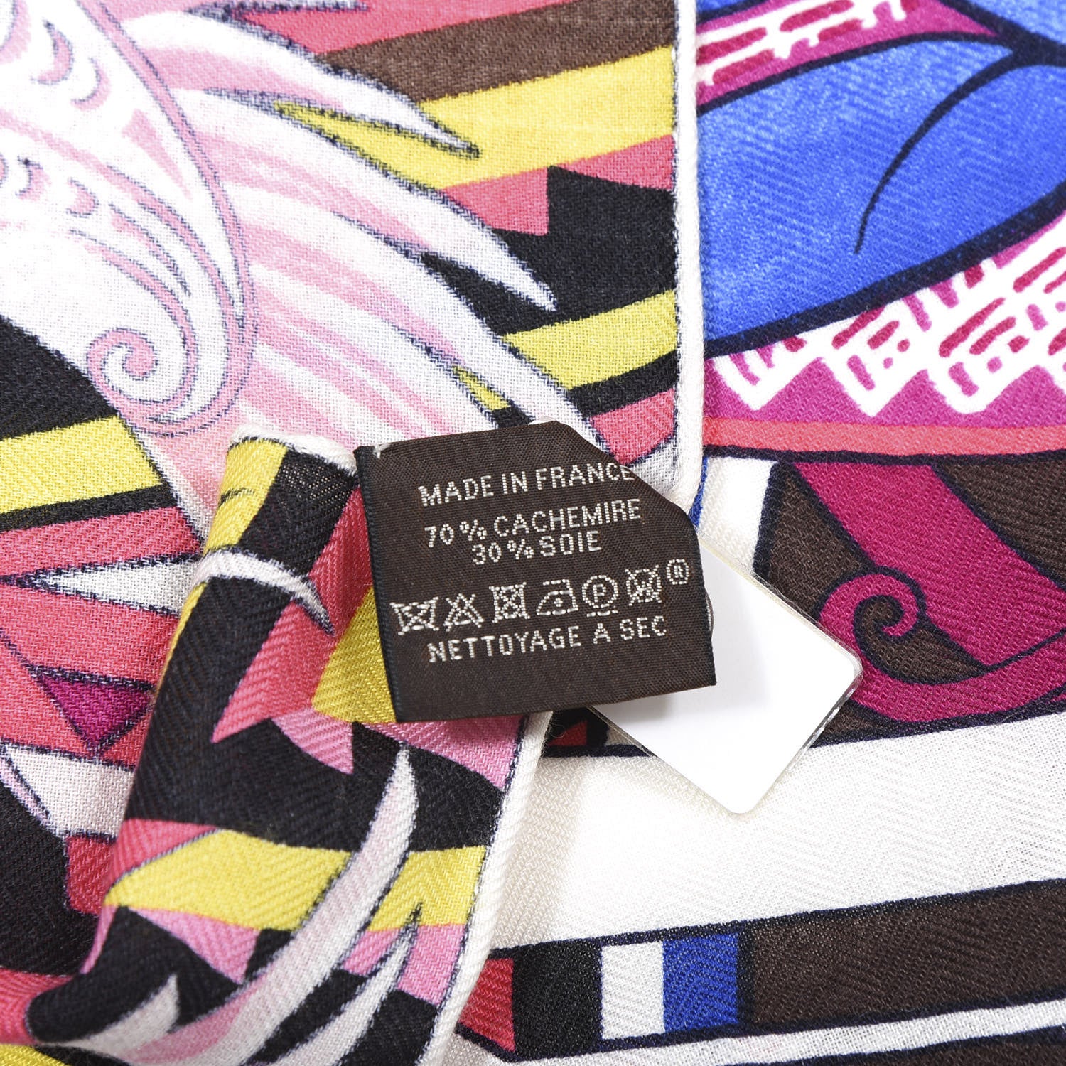 Hermes Cashmere Silk Kawa Ora Shawl 140 Fuchsia Marron Jaune 4 of 4